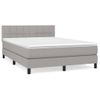 Cama Doble | Cama Box Spring | Cama Para Adultos Con Colchón Tela Gris Claro 140x190 Cm Cfw440316