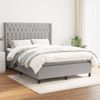 Cama Doble | Cama Box Spring | Cama Para Adultos Con Colchón Tela Gris Claro 140x190 Cm Cfw750130