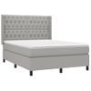 Cama Doble | Cama Box Spring | Cama Para Adultos Con Colchón Tela Gris Claro 140x190 Cm Cfw750130