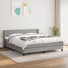 Cama Doble | Cama Box Spring | Cama Para Adultos Con Colchón Tela Gris Claro 160x200 Cm Cfw370461