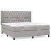 Cama Doble | Cama Box Spring | Cama Para Adultos Con Colchón Tela Gris Claro 160x200 Cm Cfw334211