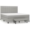 Cama Doble | Cama Box Spring | Cama Para Adultos Con Colchón Tela Gris Claro 180x200 Cm Cfw577578