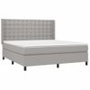 Cama Matrimonial | Cama Para Adultos | Cama Box Spring Con Colchón Tela Gris Claro 180x200 Cm Cfw409816