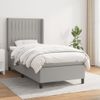 Cama Individual | Cama Box Spring | Cama Para Adultos Con Colchón Tela Gris Claro 90x190 Cm Cfw641620