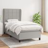 Cama Individual | Cama Box Spring | Cama Para Adultos Con Colchón Tela Gris Claro 90x190 Cm Cfw871045