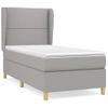 Cama Individual | Cama Para Adultos | Cama Box Spring Con Colchón Tela Gris Claro 90x190 Cm Cfw753479