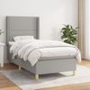 Cama Individual | Cama Para Adultos | Cama Box Spring Con Colchón Tela Gris Claro 90x190 Cm Cfw947340