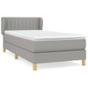 Cama Individual | Cama Box Spring | Cama Para Adultos Con Colchón Tela Gris Claro 90x190 Cm Cfw472770