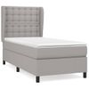 Cama Para Adulto | Cama Individual | Cama Box Spring Con Colchón Tela Gris Claro 90x200 Cm Cfw201905