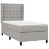 Cama Para Adulto | Cama Individual | Cama Box Spring Con Colchón Tela Gris Claro 90x200 Cm Cfw201905