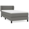 Cama Individual | Cama Box Spring | Cama Para Adultos Con Colchón Tela Gris Oscuro 100x200 Cm Cfw221984