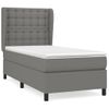 Cama Individual | Cama Para Adultos | Cama Box Spring Con Colchón Tela Gris Oscuro 100x200 Cm Cfw540510