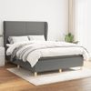 Cama Doble | Cama Box Spring | Cama Para Adultos Con Colchón Tela Gris Oscuro 140x200 Cm Cfw320152