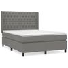 Cama Doble | Cama Box Spring | Cama Para Adultos Con Colchón Tela Gris Oscuro 140x200 Cm Cfw632315