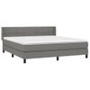 Cama Doble | Cama Box Spring | Cama Para Adultos Con Colchón Tela Gris Oscuro 160x200 Cm Cfw688265