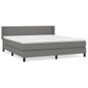 Cama Doble | Cama Box Spring | Cama Para Adultos Con Colchón Tela Gris Oscuro 160x200 Cm Cfw262637