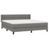 Cama Doble | Cama Box Spring | Cama Para Adultos Con Colchón Tela Gris Oscuro 160x200 Cm Cfw597642