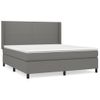 Cama Doble | Cama Box Spring | Cama Para Adultos Con Colchón Tela Gris Oscuro 160x200 Cm Cfw404432