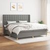 Cama Matrimonial | Cama Para Adultos | Cama Box Spring Con Colchón Tela Gris Oscuro 200x200 Cm Cfw517225