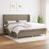 Cama Matrimonial | Cama Para Adultos | Cama Box Spring Con Colchón Tela Gris Taupe 200x200 Cm Cfw865359