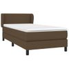 Cama Individual | Cama Para Adultos | Cama Box Spring Con Colchón Tela Marrón Oscuro 100x200 Cm Cfw269687