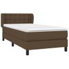 Cama Individual | Cama Para Adultos | Cama Box Spring Con Colchón Tela Marrón Oscuro 100x200 Cm Cfw451214