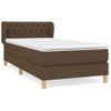 Cama Individual | Cama Para Adultos | Cama Box Spring Con Colchón Tela Marrón Oscuro 100x200 Cm Cfw884457