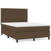 Cama Doble | Cama Box Spring | Cama Para Adultos Con Colchón Tela Marrón Oscuro 140x190 Cm Cfw497785