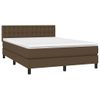 Cama Doble | Cama Box Spring | Cama Para Adultos Con Colchón Tela Marrón Oscuro 140x190 Cm Cfw627376