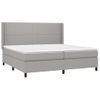 Cama Doble | Cama Box Spring | Cama Para Adultos Con Colchón Tela Y Led Gris Claro 200x200 Cm Cfw706009