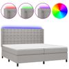 Cama Matrimonial | Cama Para Adultos | Cama Box Spring Con Colchón Tela Y Led Gris Claro 200x200 Cm Cfw661288