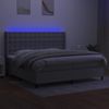 Cama Matrimonial | Cama Para Adultos | Cama Box Spring Con Colchón Tela Y Led Gris Claro 200x200 Cm Cfw661288