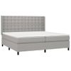 Cama Matrimonial | Cama Para Adultos | Cama Box Spring Con Colchón Tela Y Led Gris Claro 200x200 Cm Cfw661288