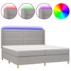 Cama Doble | Cama Box Spring | Cama Para Adultos Con Colchón Tela Y Led Gris Claro 200x200 Cm Cfw412966