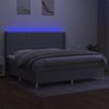 Cama Doble | Cama Box Spring | Cama Para Adultos Con Colchón Tela Y Led Gris Claro 200x200 Cm Cfw739857