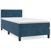 Cama Individual | Cama Para Adultos | Cama Box Spring Con Colchón Terciopelo Azul Oscuro 100x200 Cm Cfw237195