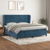 Cama Doble | Cama Box Spring | Cama Para Adultos Con Colchón Terciopelo Azul Oscuro 200x200 Cm Cfw587331