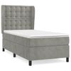 Cama Individual | Cama Box Spring | Cama Para Adultos Con Colchón Terciopelo Gris Claro 100x200 Cm Cfw179823