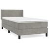 Cama Individual | Cama Para Adultos | Cama Box Spring Con Colchón Terciopelo Gris Claro 100x200 Cm Cfw323067