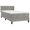 Cama Individual | Cama Para Adultos | Cama Box Spring Con Colchón Terciopelo Gris Claro 100x200 Cm Cfw323067