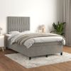 Cama Matrimonial | Cama Para Adultos | Cama Box Spring Con Colchón Terciopelo Gris Claro 120x190 Cm Cfw953357