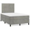 Cama Matrimonial | Cama Para Adultos | Cama Box Spring Con Colchón Terciopelo Gris Claro 120x190 Cm Cfw785256