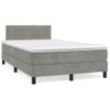 Cama Matrimonial | Cama Para Adultos | Cama Box Spring Con Colchón Terciopelo Gris Claro 120x190 Cm Cfw107336