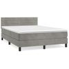 Cama Matrimonial | Cama Para Adultos | Cama Box Spring Con Colchón Terciopelo Gris Claro 140x200 Cm Cfw188158