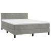 Cama Matrimonial | Cama Para Adultos | Cama Box Spring Con Colchón Terciopelo Gris Claro 140x200 Cm Cfw188158