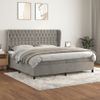 Cama Doble | Cama Box Spring | Cama Para Adultos Con Colchón Terciopelo Gris Claro 200x200 Cm Cfw271099