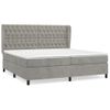 Cama Doble | Cama Box Spring | Cama Para Adultos Con Colchón Terciopelo Gris Claro 200x200 Cm Cfw271099