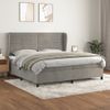 Cama Doble | Cama Box Spring | Cama Para Adultos Con Colchón Terciopelo Gris Claro 200x200 Cm Cfw386664