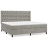 Cama Doble | Cama Box Spring | Cama Para Adultos Con Colchón Terciopelo Gris Claro 200x200 Cm Cfw188988