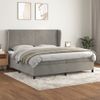 Cama Doble | Cama Box Spring | Cama Para Adultos Con Colchón Terciopelo Gris Claro 200x200 Cm Cfw625651